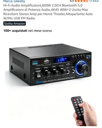 Amplificatore Audio Hi-Fi Sikkeby 600W Bluetooth