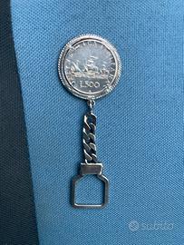 500 lire in argento portachiavi