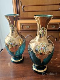 Coppia vasi vintage "3 fuochi" oro 24K Murano