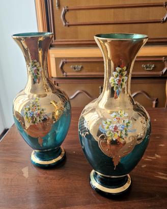 Coppia vasi vintage "3 fuochi" oro 24K Murano