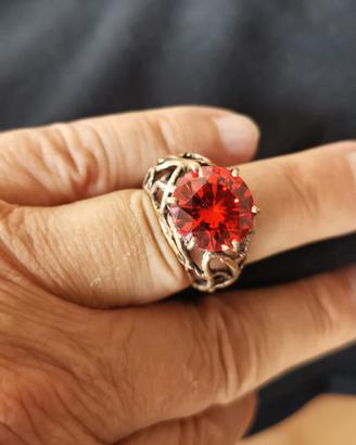 Anello in bronzo satinato con quarzo idrotermale