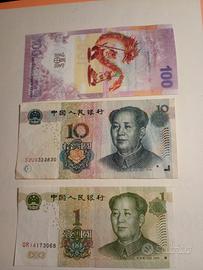Cina set tre banconote 