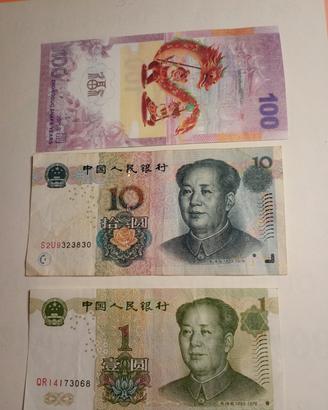 Cina set tre banconote 