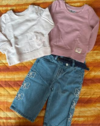 Completo bimba 6/9 mesi jeans e due felpe pepco