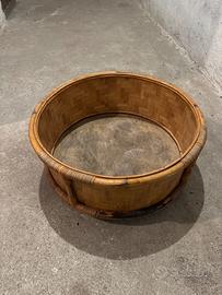 porta vasi rotondo in bambù con 4 ruote  Vintage