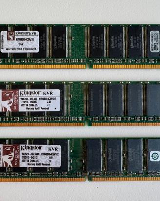 Scheda memoria RAM Kingston 512MB e 1GB