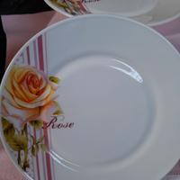 Set 6 piatti dessert, Cesiro vetro opalino, rose 