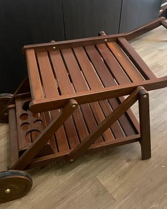 Carrello porta vivande in legno richiudibile