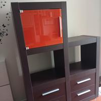 mobile  con cassetti e anta in vetro acidato