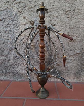 Narghilè Shisha a 4 tubi, corpo in legno e metallo