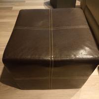 Puff quadrato marrone in pelle