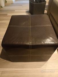 Puff quadrato marrone in pelle