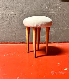 Sgabello legno e tessuto anni 50 vintage