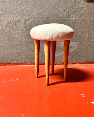 Sgabello legno e tessuto anni 50 vintage