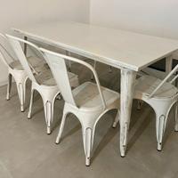 Tavolo + 4 sedie + panca stile tolix
