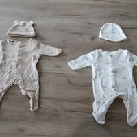 set di due tutine per neonato taglia 0-1 mesi