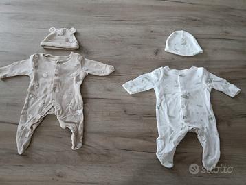 set di due tutine per neonato taglia 0-1 mesi