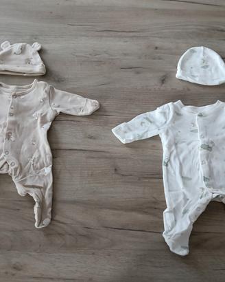 set di due tutine per neonato taglia 0-1 mesi