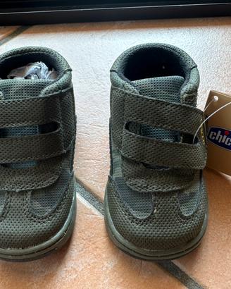 Chicco scarpe bimbo 6-9 mesi verde a strappo