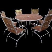 TAVOLO FERRO CON SEI POLTRONE VINTAGE