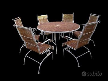 TAVOLO FERRO CON SEI POLTRONE VINTAGE