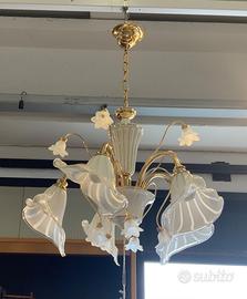 Lampadario 5 luci vetro Murano