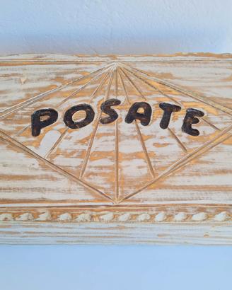 ✨ Porta posate in legno stile rustico fatto a mano