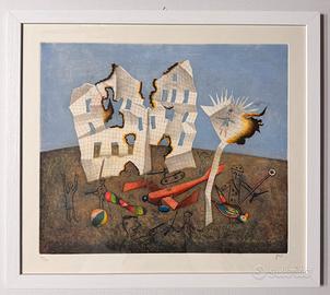 Quadro acquatinta E. Benaglia la casa di carta