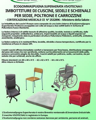Cuscini e schienali - cert CE disp medico classe I