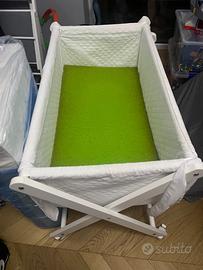 Culla in tessuto e legno