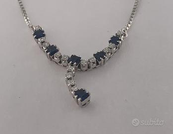 collana oro bianco zaffiri e diamanti