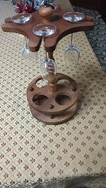 Porta bicchieri e bottiglia artigianale in legno