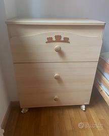 Cassettiera fasciatoio legno rovere chiaro