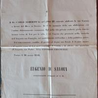 Risorgimento Proclama Savoia 1849
