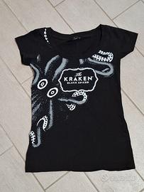 tshirt donna nera cotone stampa Kraken tg SM