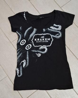 tshirt donna nera cotone stampa Kraken tg SM