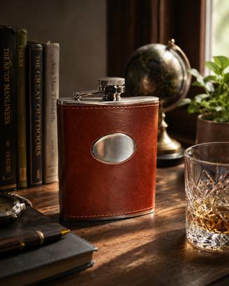 Set Fiaschetta "Classical Gift Set"  Pelle Marrone