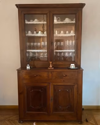 Credenza doppio corpo in noce metà ottocento 