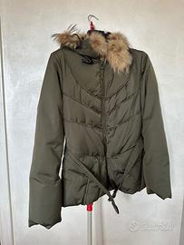 Piumino verde con imbottitura in vera piuma d'oca