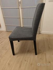 Sedia Ikea Bergmund struttura nera fodera grigia