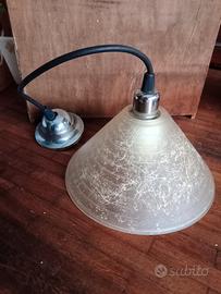 lampadario vetro satinato anni '80