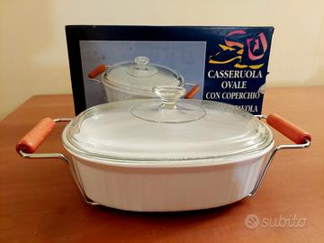 casseruola ovale con coperchio