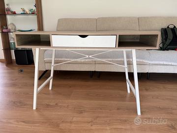 Scrivania moderna rovere e bianco con cassetto