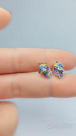 Orecchini argento unicorno colorati bimba