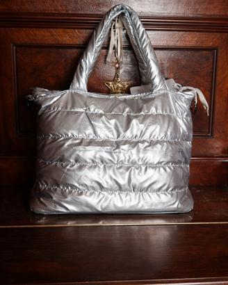 Borsa Donna Argento Effetto Piumino – Shopper Trap