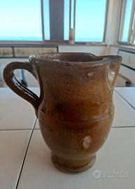 Brocca rustica antica in terracotta smaltata, XIX