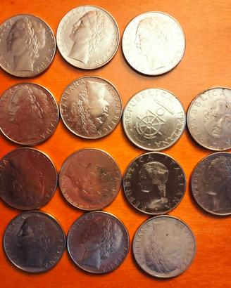 100 lire Gruppo di 14 pezzi