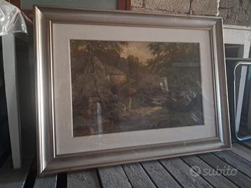 Quadro antico dipinto ad olio - cornice in legno