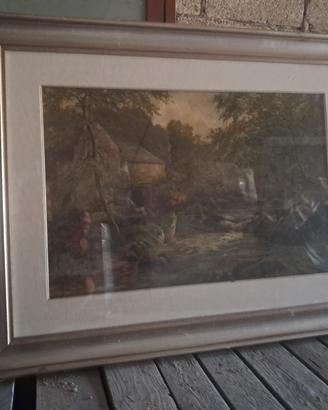 Quadro antico dipinto ad olio - cornice in legno