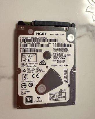 Hard Disk 2.5” 500GB HGST SATA – funzionante